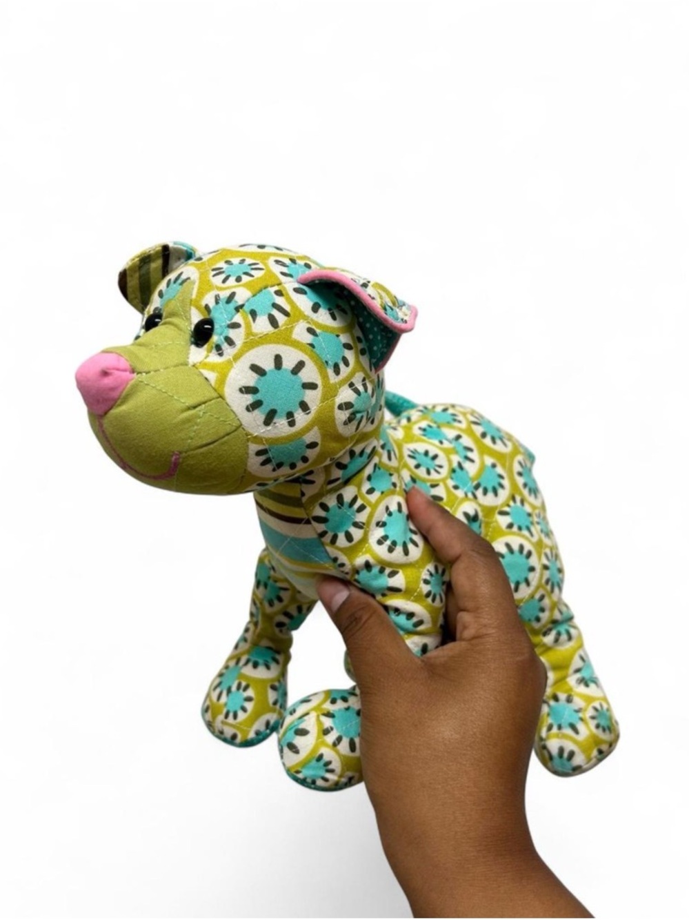 Y2K Douglas Green and blue stuffed animal floral plushie